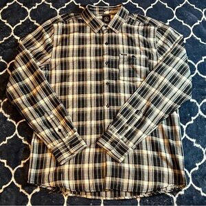 Men's Volcom Plaid Button-Up Shirt - Black and White